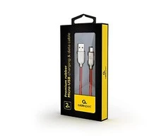 GEMBIRD CC-USB2R-AMmBM-2M-R Gembird Premium guminis Micro-USB įkrovimo ir duomenų kabelis, 2m, raudonas