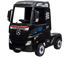 Lean Cars Vaikiškas elektromobilis sunkvežimis Mercedes Actros juodas lakuotas su MP4