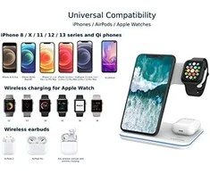 Universalus Belaidis įkroviklis Canyon 3in1 Wireless Charger WS-303, tinka vienu metu įkrauti Apple Watch, iPhone ir Airpods