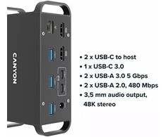 CANYON hub DS-95 14in1 USB-C Pilkas