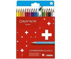 Caran d`Arche Swisscolor Aquarelle, su akvarele efektas, šešiakampis, 18pc, spalvų derinys