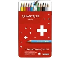 Caran d`Arche Wisscolor Aquarelle, su akvarele efektas, šešiakampis, 12pc, spalvų derinys
