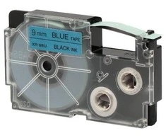 Casio XR-9BU1 etikečių juostelė Juoda ant mėlynos