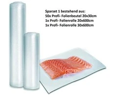 Caso | Folijos rinkinys 1 vakuumavimui + Sous Vide virimui | 01235 | Matmenys (P x I) 20 x 30 cm, 20 x 600 cm, 30 x 600 cm