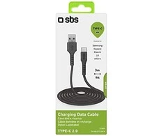 SBS TECABLETC3MTK USB-A - USB-C kabelis 3m - juodos spalvos