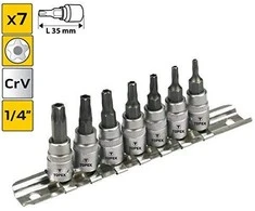 Torx Antgalių Rinkinys TOPEX 39D378 (7 vnt., T10-T40, 1/4"