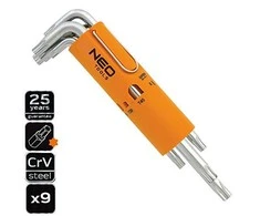 Ilgi Torx raktų rinkinys NEO 09-524 (T10-T50, 9 vnt.)