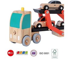 CLASSIC WORLD medinis vilkikas + 3 žaisliniai automobiliai