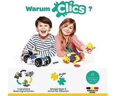 Clics Nano Clics Konstruktorių rinkinys 5in1 su 144 detalėmis, vaikams nuo 4 metų, statybinės mašinos, spalvotas