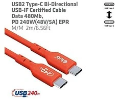 Club 3D Club3D CAC-1573 USB2 TYPE-C DVIkryptis kabelis, DUOMENYS 480 MB, PD 240W (48V/5A) EPR M/M 2M/6.56FT