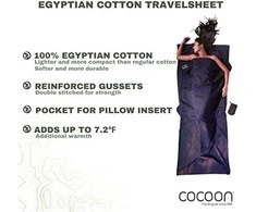 Cocoon TravelSheet stačiakampis miegmaišis Cotton Mėlyna