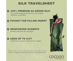Cocoon TravelSheet Silk Sleeping Bag Liner, Sunset Geltona