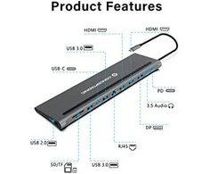 Conceptronic USB-C stotelė / replikatorius (DONN17G)