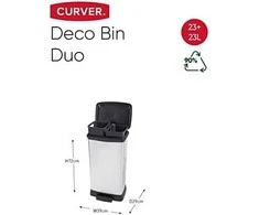 CURVER šiukšliadėžė su pedalu 23 l + 23 l / IML metalinė