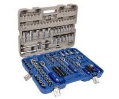 Galvučių (4-32mm trumpų ir 4-22mm ilgų) priedų ir terkšlių komplektas 1/4", 3/8" ir 1/2" 172 vnt. Irimo
