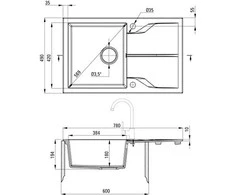 Deante granitinė virtuvinė plautuvė Deante Andante ZQN 5113, rusvai gelsvas