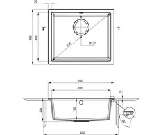 Plautuvė Deante Corda Flush ZQA_N10F, granitas