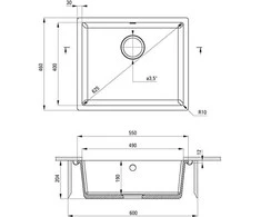 Deante granitinė virtuvinė plautuvė Deante Corda, ZQA_T10C, Anthracite