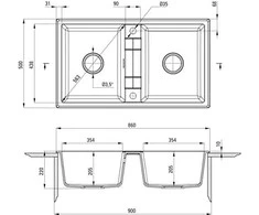 Deante granitinė virtuvinė plautuvė Deante Eridan, ZQE_G203, Metallic graphite