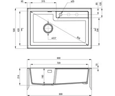 Deante granitinė virtuvinė plautuvė Deante Eridan, ZQE_S10B, Metallic pilkas