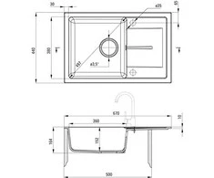 Deante granitinė virtuvinė plautuvė Deante Leda ZRD 2113, Graphite