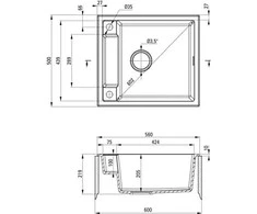 Deante granitinė virtuvinė plautuvė su magnetais Deante Magnetic ZRM S103, Metallic pilkas