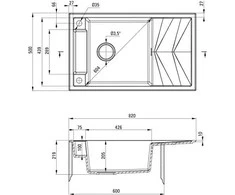 Deante granitinė virtuvinė plautuvė su magnetais Deante Magnetic ZRM T113, Anthracite