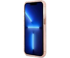 Guess GUHMP14XHTCMP Apple iPhone 14 Pro Max 6,7″ rožinės spalvos kietas dėklas Gold Outline Translucent MagSafe