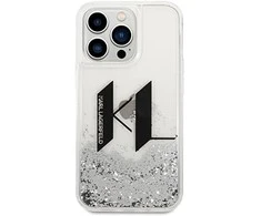 Apple iPhone 14 Pro Karl Lagerfeld dėklas Liquid Glitter Big KL sidabrinės spalvos
