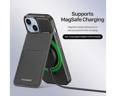 3in1 Wallet with Stand Apple iPhone 15 Plus MagSafe RFID Blocker Dux Ducis Rafi Mag – dėklas telefonui juodos spalvos