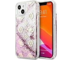 Dėklas GUESS HARDCASE 4G GUHCP13SLGPEPI IPHONE 13 MINI PEONY LIQUID GLITTER Rožinis