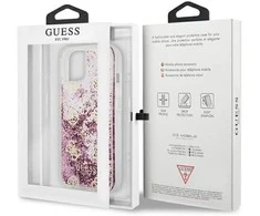 Dėklas GUESS HARDCASE 4G GUHCP13SLGPEPI IPHONE 13 MINI PEONY LIQUID GLITTER Rožinis