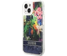 Dėklas GUESS Hardcase Flower Liquid Glitter GUHCP14MLFLSB galinis dangtelis, Apple, iPhone 14 Plus, Mėlyna, 6,7 "