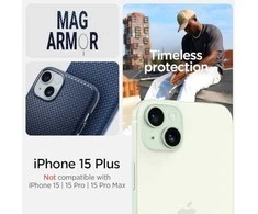 Spigen Mag Armor (MagFit) dėklas skirtas Apple iPhone 15 Plus, spalva - Navy Blue