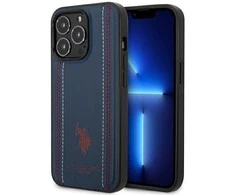 Us Polo Assn US Polo USHCP14SPFAV Apple iPhone 14 6.1" dėklas telefonui mėlynos spalvos Leather Stitch