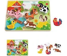 Tooky Toys Tooky Toy Medinė Dėlionė Žaislas 7 Gyvūnai