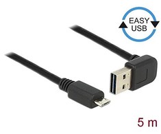 Delock 83538 - 5 m - USB A - Micro-USB B - USB 2.0 - Male/Male - Juodas