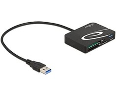 DELOCK kortelių skaitytuvas, skirtas XQD/SD/Micro SD + A tipo USB prievadui