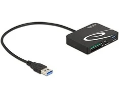 DELOCK kortelių skaitytuvas, skirtas XQD/SD/Micro SD + A tipo USB prievadui