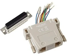 Delock D-Sub HD 44 kontaktų suspaudimo kištukas iki 2 x RJ45 moteriškas su montavimo komplektu smėlio spalvos