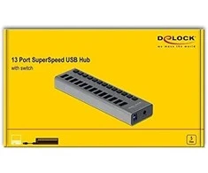 Delock External SuperSpeed USB Hub su 13 prievadų + jungikliu