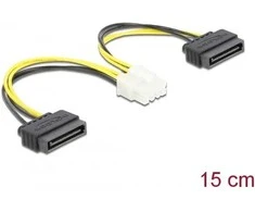 Delock maitinimo kabelis 2 x SATA 15 kontaktų kištukas iki 8 kontaktų EPS kištukas 15 cm
