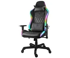 Žaidimų kėdė Deltaco GAM-080 Gaming Chair, PU oda, su RGB pašvietimu, Juoda