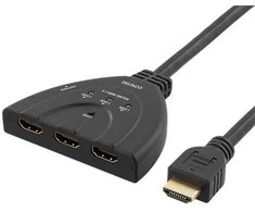 DELTACO HDMI Switch, 3 inputs to 1 output, 4K at 60Hz, 0.5m cable, 7.1 audio, Ultra HD, juodas / HDMI-7044