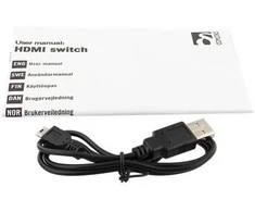 DELTACO HDMI jungiklis, 3 įėjimai į 1 išėjimą, 4K esant 60 Hz dažniui, 0,5 m laidas, 7.1 garsas, Ultra HD, juodas / HDMI-7044