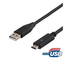 Mob. telefono kabelis DELTACO, USB 2.0, juodas / USBC-1002