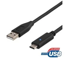 Mob. telefono kabelis DELTACO USB 2.0 "C-A", 2.m, juodas / USBC-1006