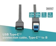 Assmann Electronic ASSMANN USB Type-C jungties kabelis tipas C iki B M/M 1.8m 3A 5GB 3.0 Versija CE bl