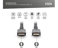 „Digitus 8K HDMI“ itin didelės spartos prijungimo kabelis | DB-330200-020-S | 2 m