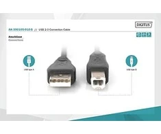 Kabelis USB Digitus USB-A - USB-B 1 m Juodas (AK-300105-010-S)